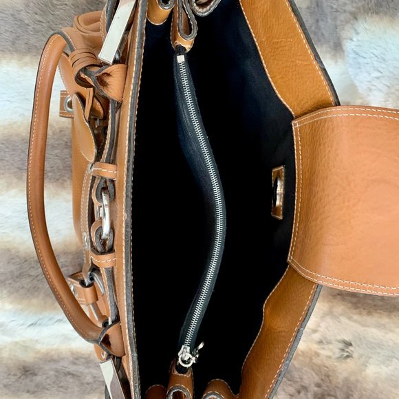 LUELLA COGNAC PEBBLE LEATHER SATCHEL - Picture 6 of 8